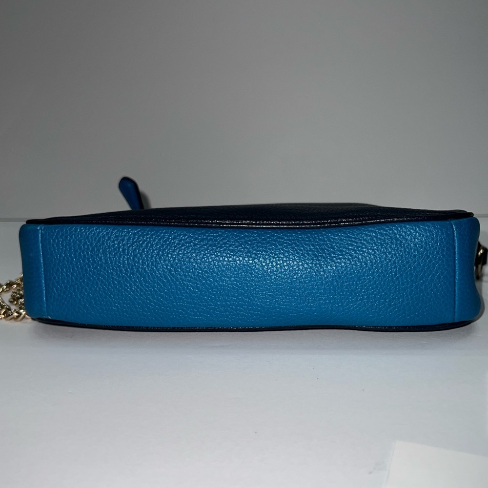 NWOT Coach Colorblock Pebbled Leather Nolita 24 Navy / Peacock with Chain Strap - Picture 5 of 9